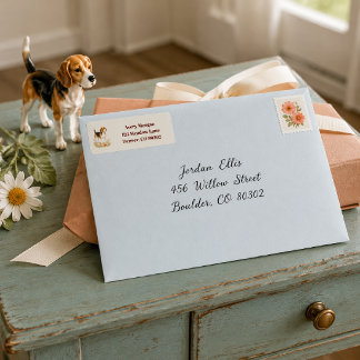 Etiqueta Beagle Personalizado de Flor Silvestre