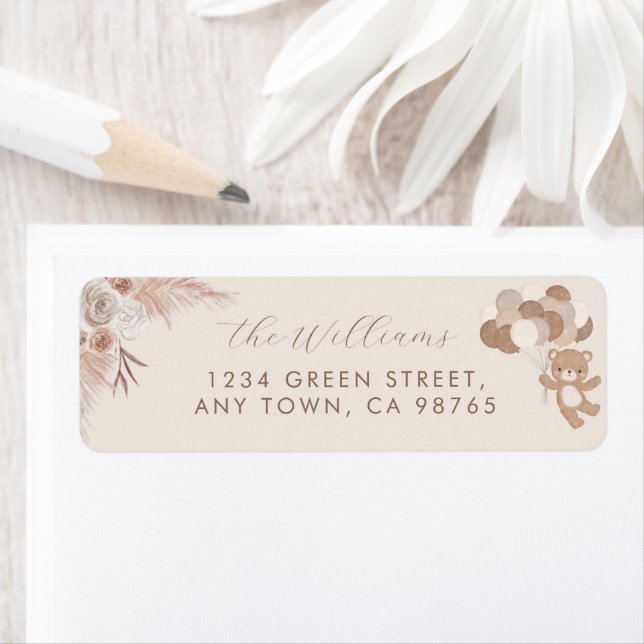 Etiqueta Bearly Wait Neutral Teddy Bear Baby Shower (In situ)