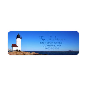 Etiqueta Beautiful Navy Annisquam Lighthouse Return Address