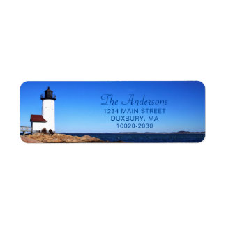 Etiqueta Beautiful Navy Annisquam Lighthouse Return Address