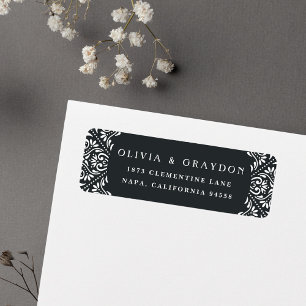 Etiqueta Beaux Arts Return Address Label   Charcoal