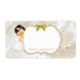 Etiqueta Bebé Baptismo Christine Gold White