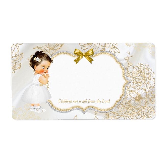 Etiqueta Bebé Baptismo Christine Gold White (Frente)