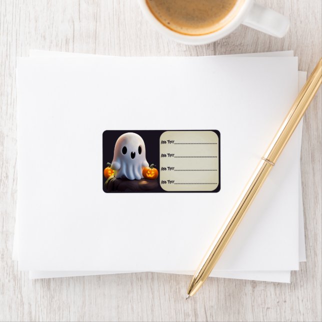 Etiqueta Bebé Fantasma Típico personaje de Halloween (In situ)