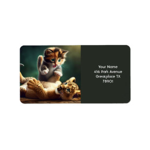 Etiqueta Bebé Gatito Tigre Lindo de Fantasía