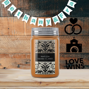 Etiqueta Bebé marrón Damask Save the Date