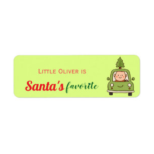 Etiqueta Bebé Neon Adorable con Camión de Granja 1er Navida
