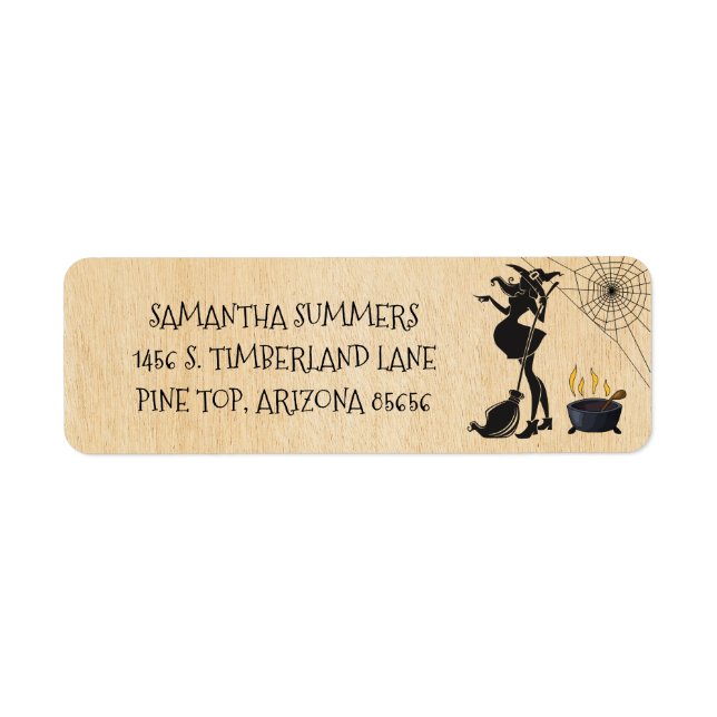 Etiqueta Bebé prepara Baby Shower para brujas de Halloween (Frente)