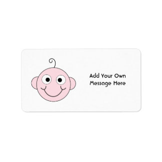 Etiqueta Bebé sonriente. Texto personalizado.
