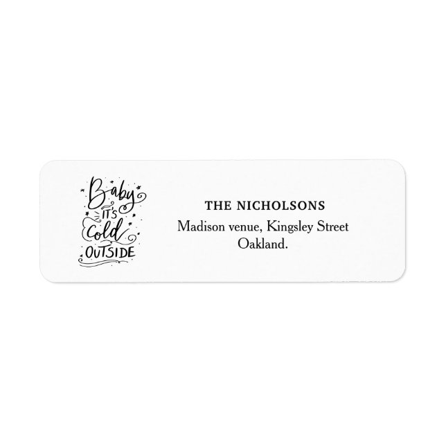 Etiqueta Beber el guión manuscrito exterior frío (Frente)