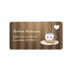 Etiqueta Bebida de cacao caliente cute kawaii