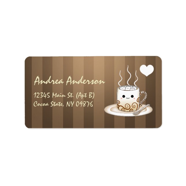 Etiqueta Bebida de cacao caliente cute kawaii (Frente)