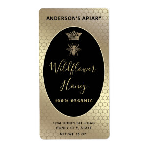 Etiqueta Bebida reina moderna con tarro de miel