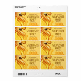 Etiqueta Bee and Honey Dipper Yellow Gold Product Labels