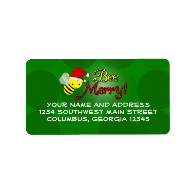 Etiqueta Bee Merry, fiesta de Bumblebee (Frente)