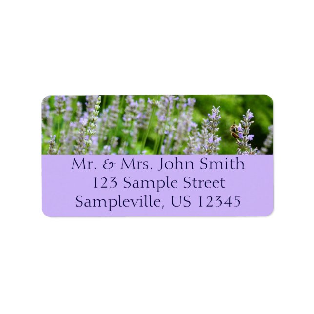 Etiqueta Bee on Lavender Summer Floral (Frente)