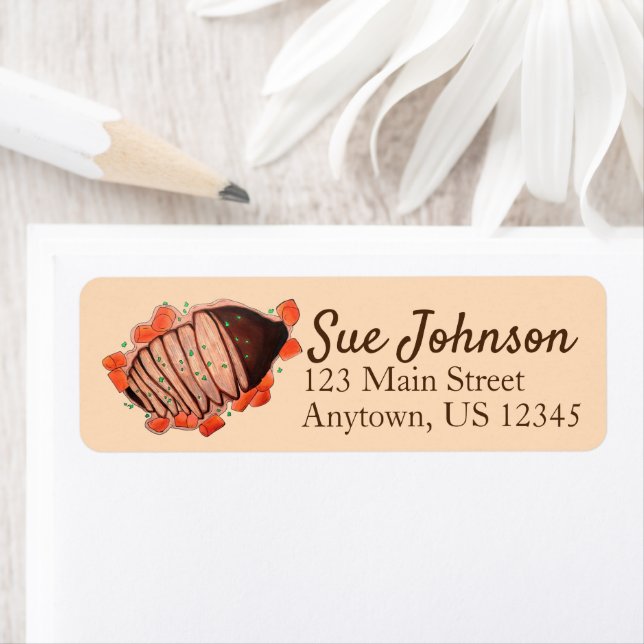 Etiqueta Beef Brisket Comida de festividad judía de cocina (In situ)