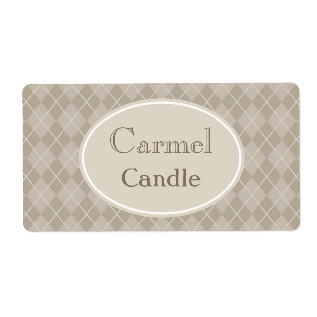 Etiqueta Beige Argyle Personalizado Labels (Frente)