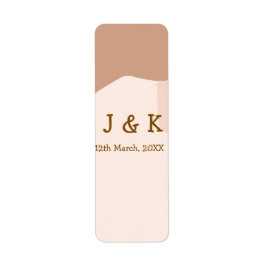 Etiqueta Beige boho curvo naranja boda nombre fecha