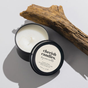 Etiqueta beige de lata de vela de soja minimalista