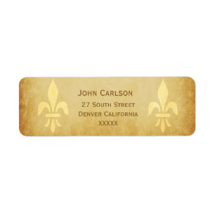 Etiqueta Beige de oro de lujo estilo francés fleur de lis