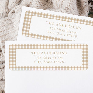Etiqueta Beige Gingham Return Address