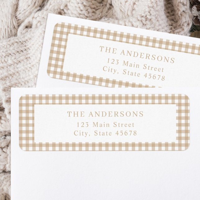 Etiqueta Beige Gingham Return Address (Subido por el creador)