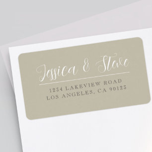 Etiqueta Beige Gray & White Elegant Wedding Dirección de re