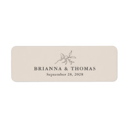 Etiqueta Beige Simple Boda Botánico Cigar Band