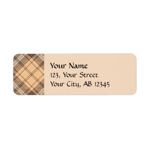 Etiqueta Beige y tartán marrón