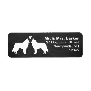 Etiqueta Belgian Tervuren Dog Silhouettes with Heart
