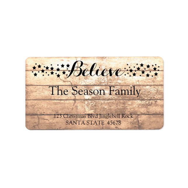 Etiqueta Believe Rustic wooden holiday label (Frente)
