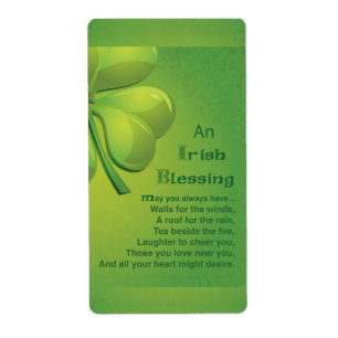 Etiqueta Bendiciones Irlandesas Trébol Verde, Celta