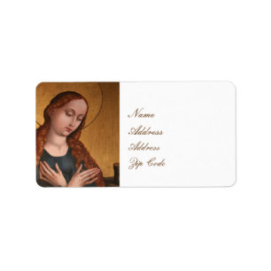 ETIQUETA BENDIGADO VIRGIN MARY POR FAVOR REZAR POR NOSOTROS