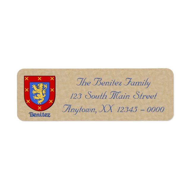 Etiqueta Benitez Heraldic Shield (Frente)