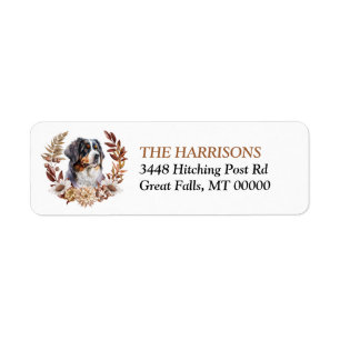 Etiqueta Bernese Mountain Dog Autumn Wreath