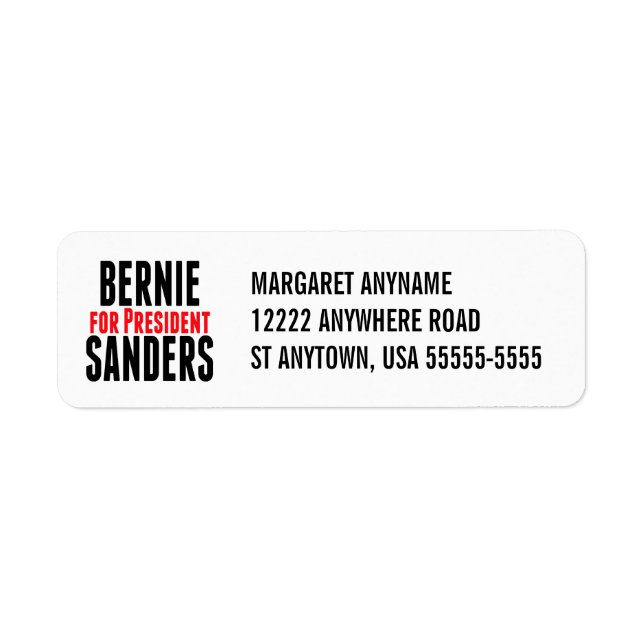 Etiqueta Bernie Sanders Para Presidente (Frente)
