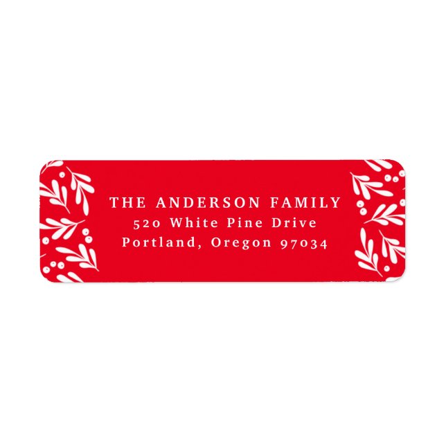 Etiqueta Berries Red and White Holly | Dirección de vacacio (Frente)