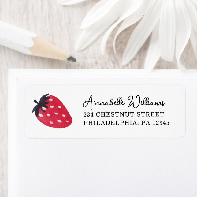 Etiqueta Berry Sweet Baby Shower Address Label Strawberry (In situ)