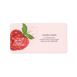 Etiqueta Berry Sweet Strawberry Red Pink Baby Shower