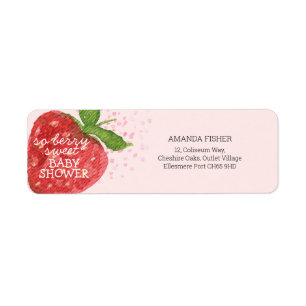 Etiqueta Berry Sweet Strawberry Red Pink Baby Shower