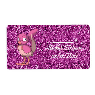 Etiqueta Berry Yogurt Reptilian Bird Wine or Water Botella