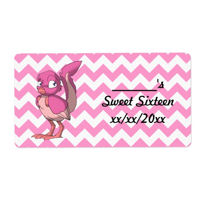 Etiqueta Berry Yogurt Reptilian Bird Wine or Water Botella (Frente)