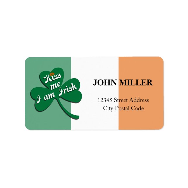 Etiqueta Bésame soy irlandés (Frente)