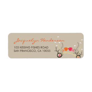 Etiqueta Besando peces Corals Beach Whimsical Cute Boda