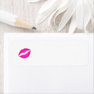 Etiqueta Beso Rosa Caliente Femenino en Blanco