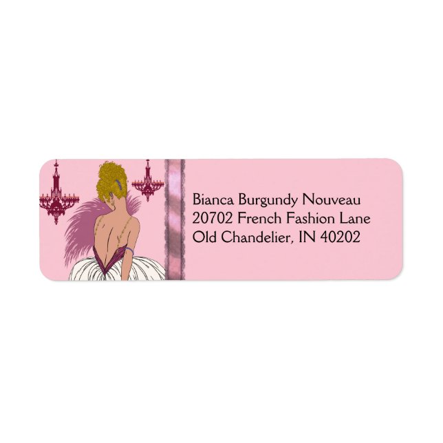 Etiqueta Bianca en rosa y Borgoña (Frente)