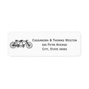 Etiqueta Bicicleta antigua para dos / Bicicleta tándem