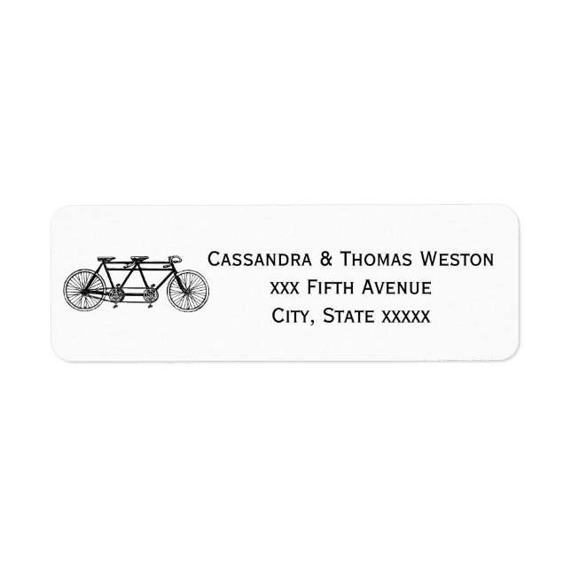 Etiqueta Bicicleta antigua para dos / Bicicleta tándem (Frente)