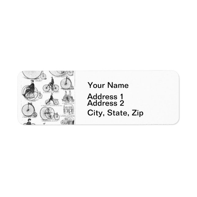 Etiqueta Bicicleta de rueda alta Penny Farthing (Frente)